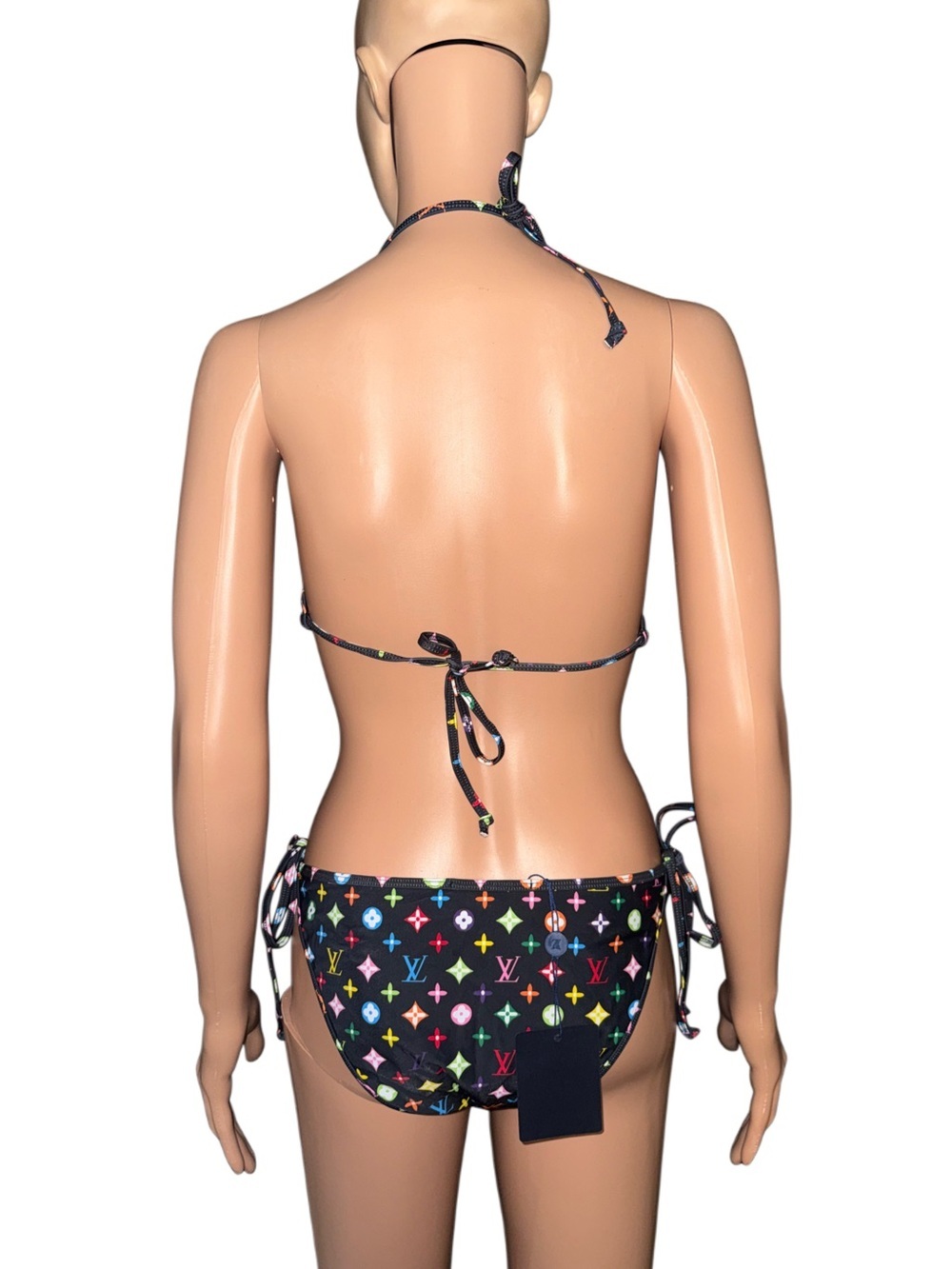 Colorful Monogram Print Triangle Bikini Set - Picture 3 of 6